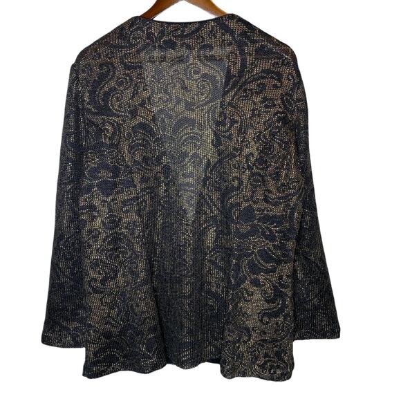 Alex Evenings Knit Black and Gold Metallic Single Button Jacket size 2X - Picture 3 of 4